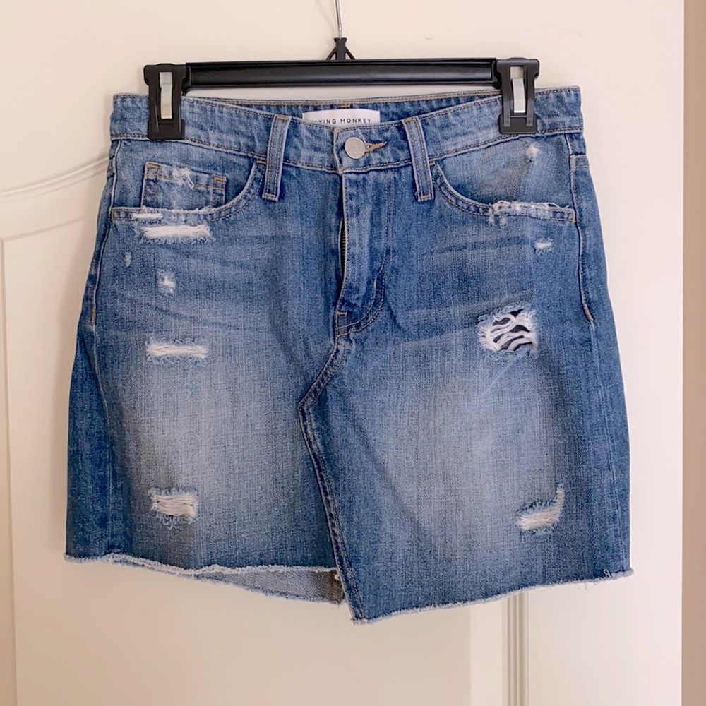Flying Monkey distressed denim skirt